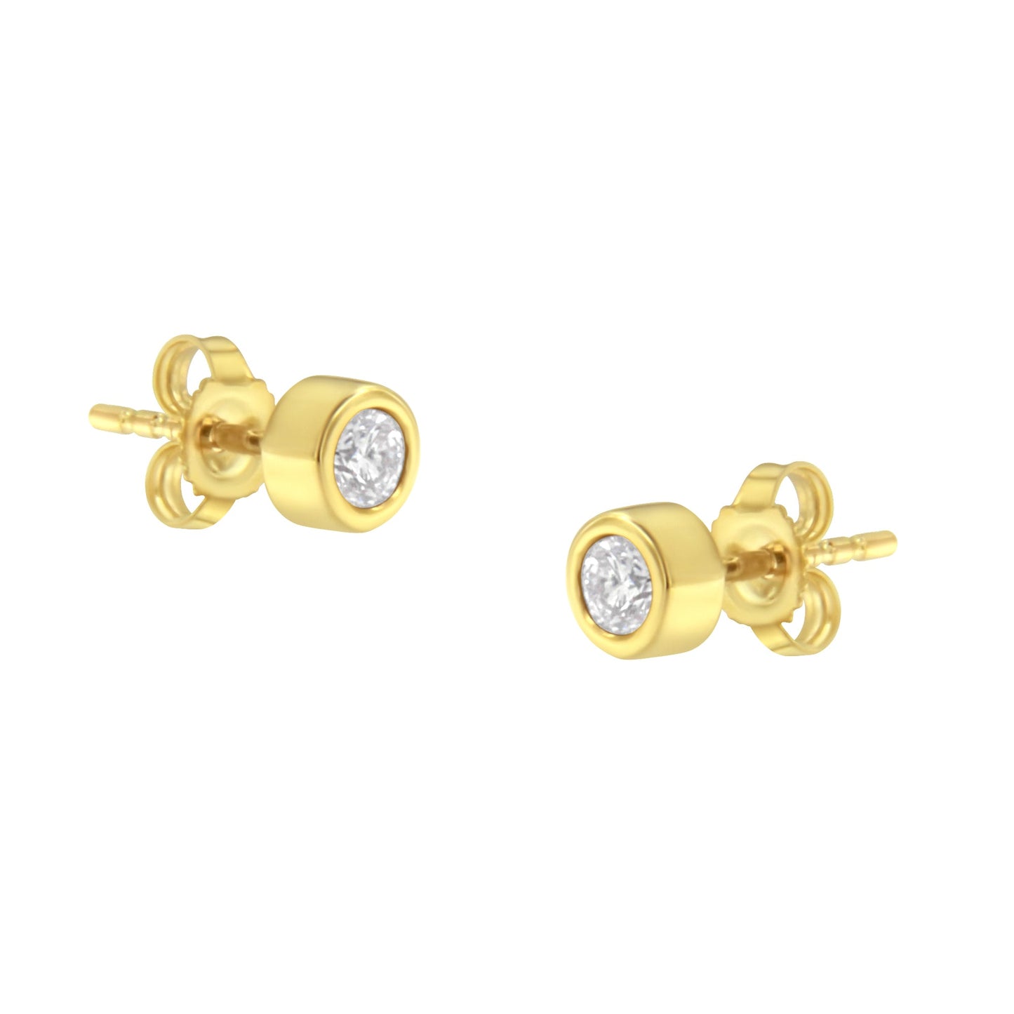 Pendientes de Stud de Diamante con Montura Bezel de Oro Blanco de 10K