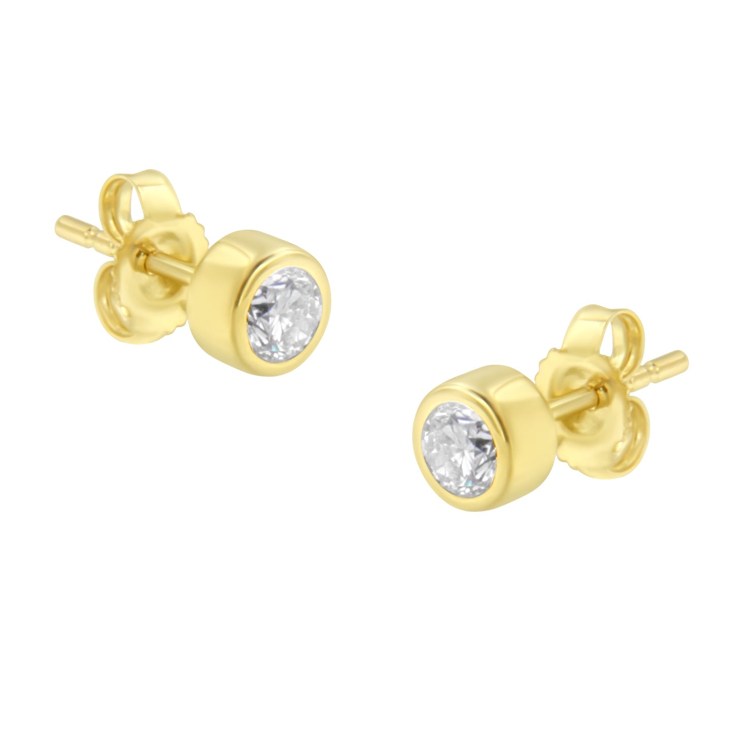 10K White Gold Diamond Bezel-Set Stud Earrings