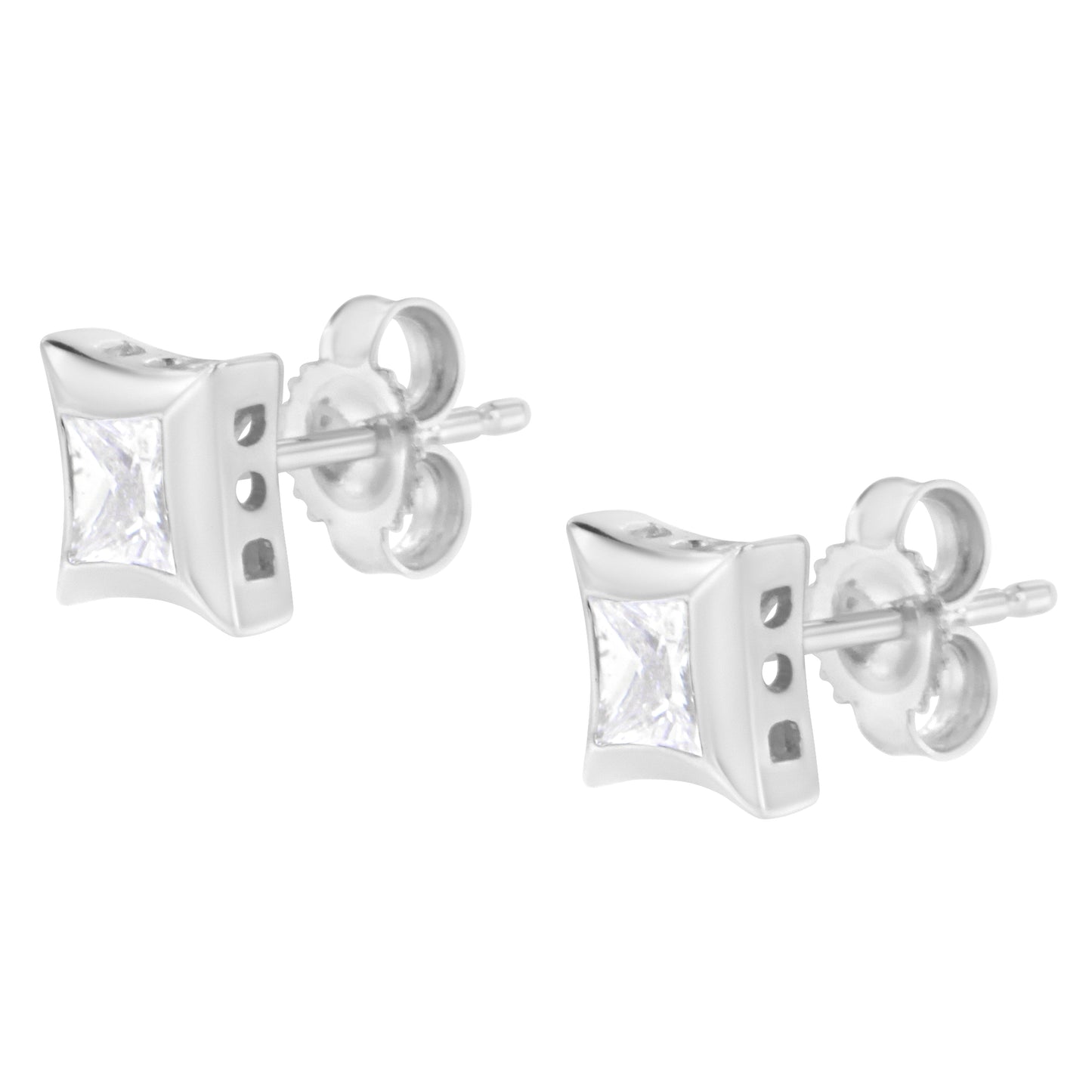 Boucles d'oreilles en diamant taille princesse en or blanc 10K avec sertissage invisible