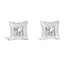 10K White Gold Invisible Set Princess-Cut Diamond Stud Earrings