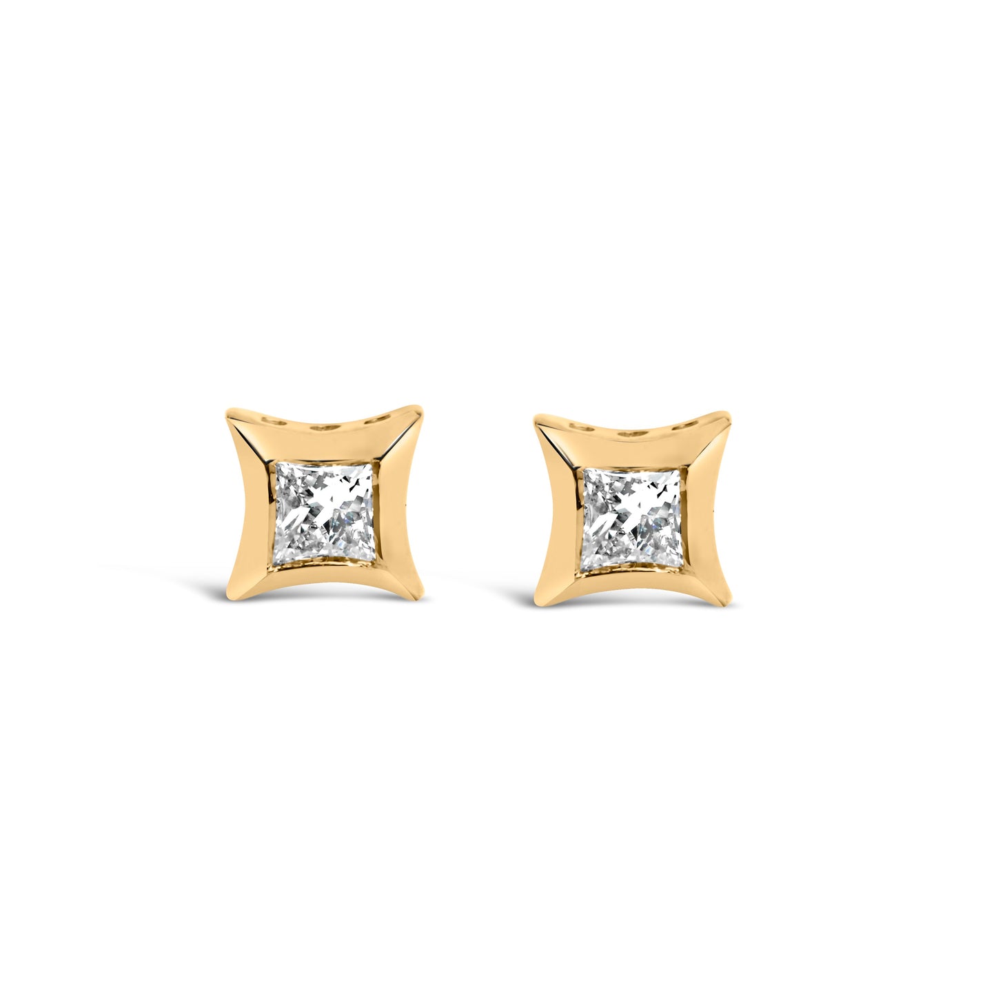 10K White Gold Invisible Set Princess-Cut Diamond Stud Earrings