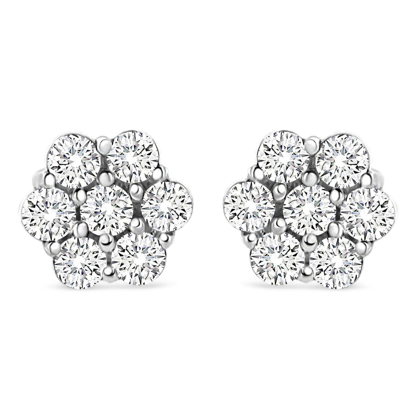 Pendientes de diamantes florales de oro blanco de 14 quilates