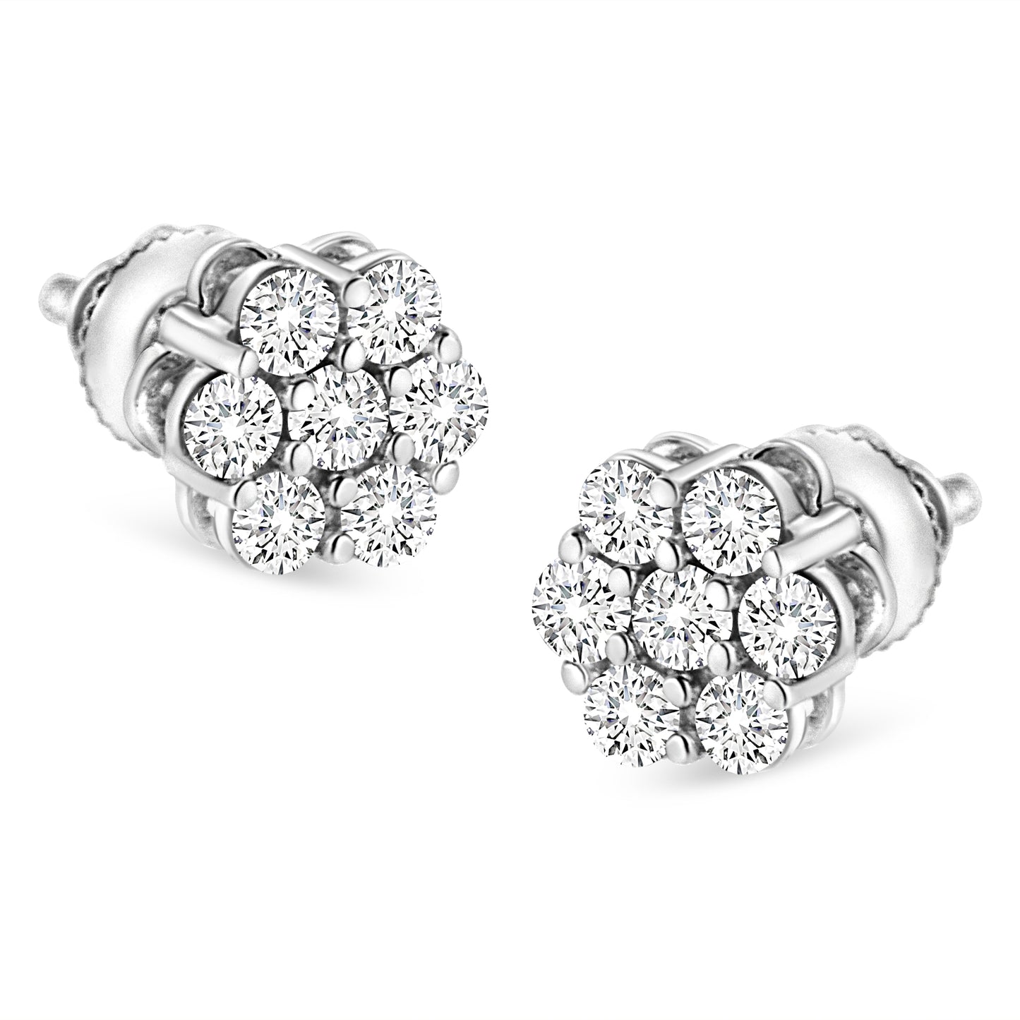 Pendientes de diamantes florales de oro blanco de 14 quilates