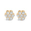 Pendientes de Stud de Diamante en Clúster Floral de Oro Amarillo de 14K