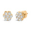 Pendientes de Stud de Diamante en Clúster Floral de Oro Amarillo de 14K