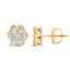Pendientes de Stud de Diamante en Clúster Floral de Oro Amarillo de 14K
