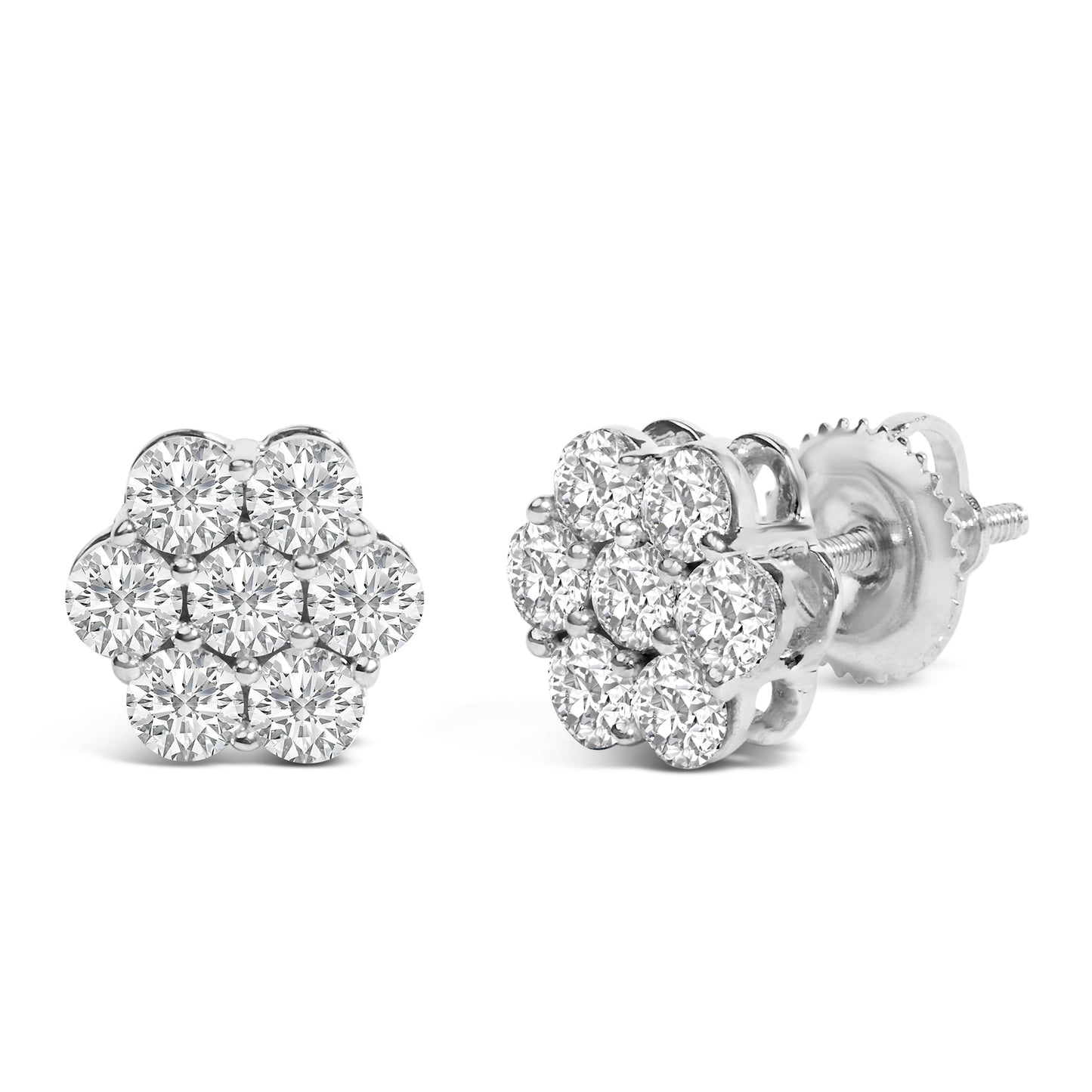 Boucles d'oreilles en diamant composite en or blanc 14KT