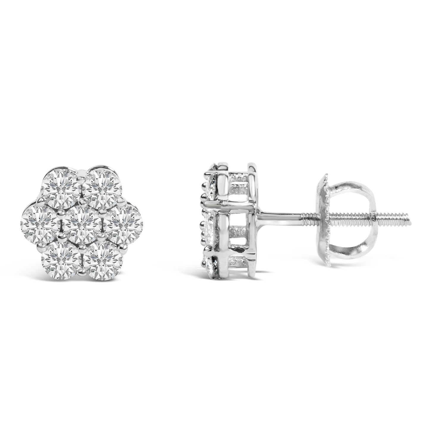 Boucles d'oreilles en diamant composite en or blanc 14KT