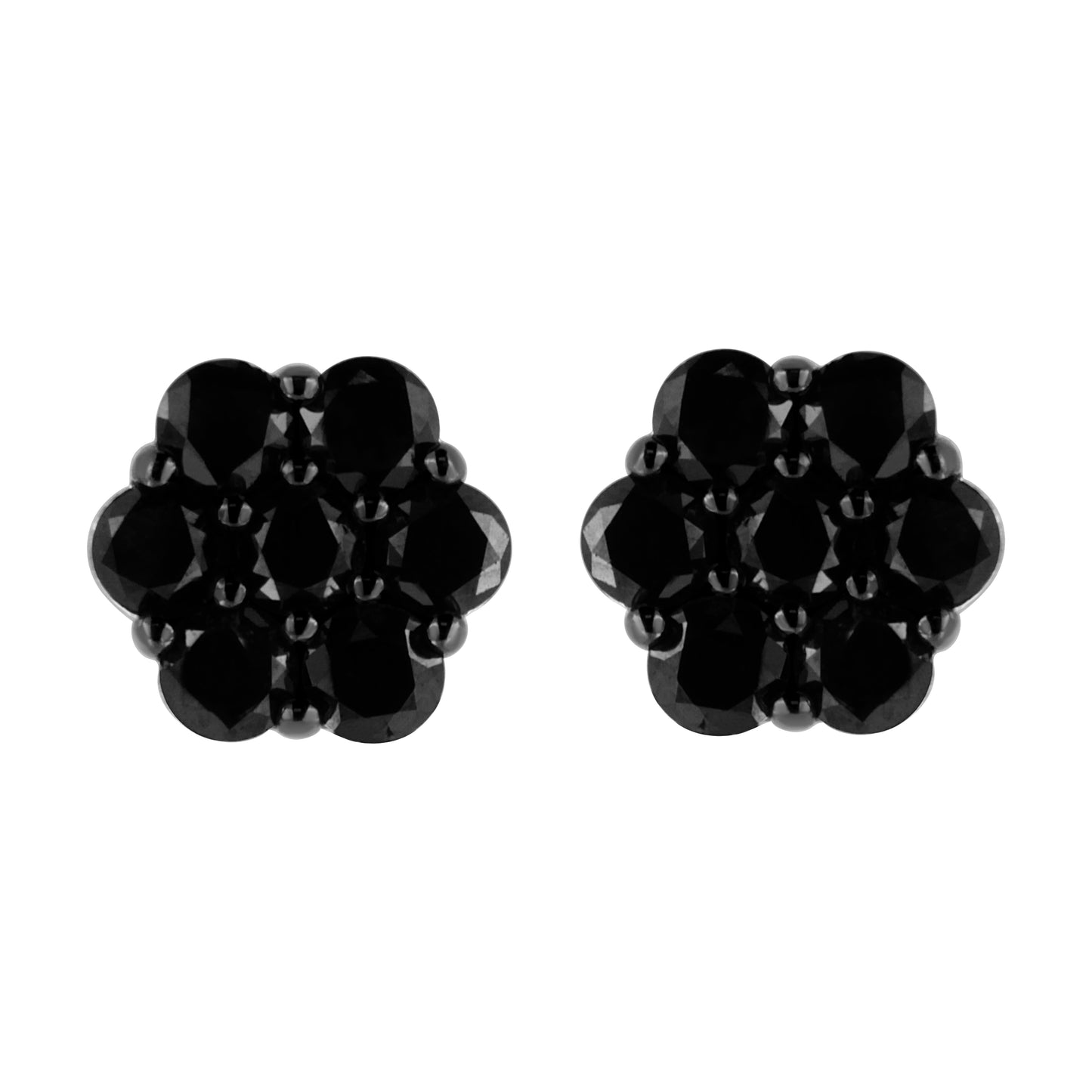Boucles d'oreilles florales en argent sterling .925 avec diamants jaunes traités