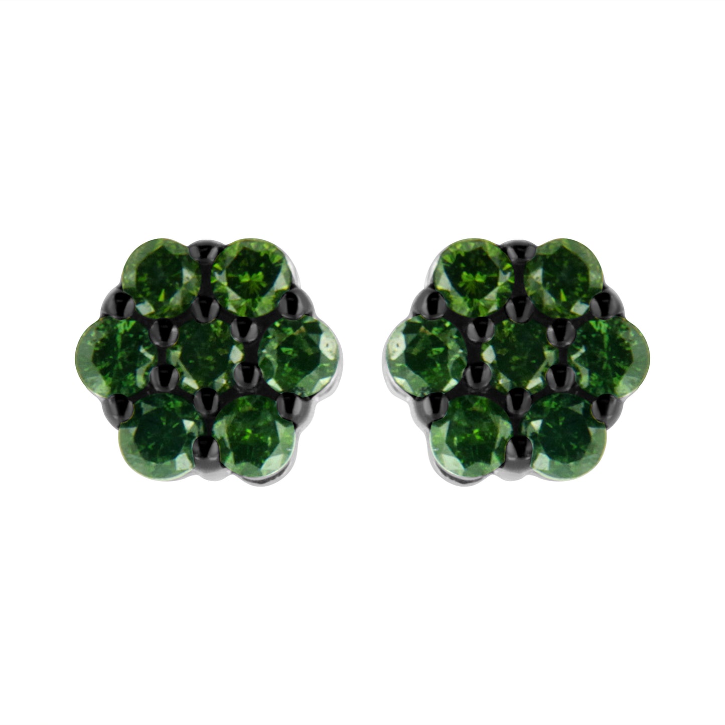 Boucles d'oreilles florales en argent sterling .925 avec diamants jaunes traités