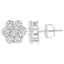 Pendientes de Stud de Diamante Floral de Plata Esterlina - 2 cttw