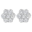 Pendientes de Stud de Diamante Floral de Plata Esterlina - 2 cttw