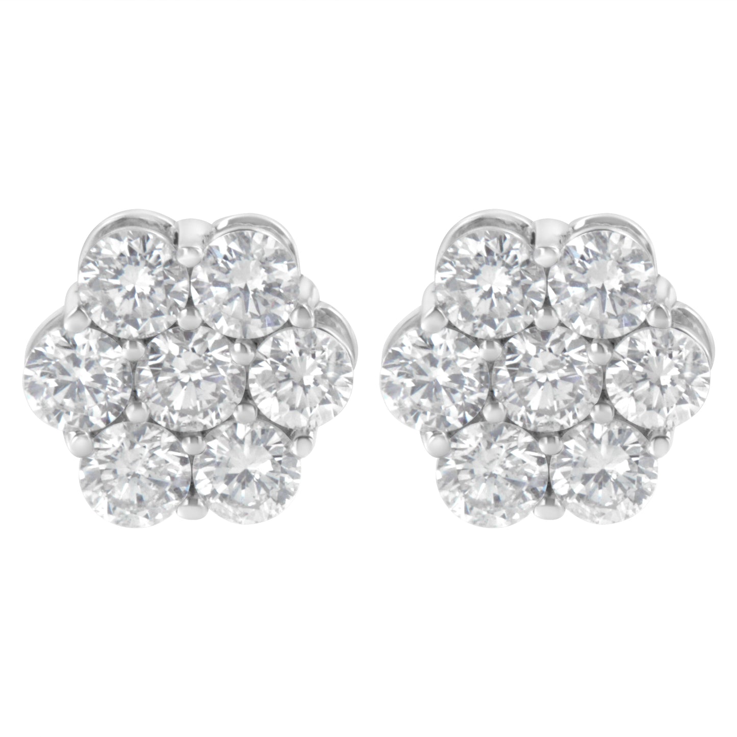 Pendientes de Stud de Diamante Floral de Plata Esterlina - 2 cttw