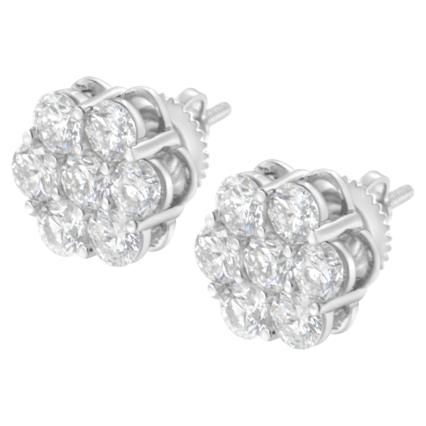 Pendientes de Stud de Diamante Floral de Plata Esterlina - 2 cttw