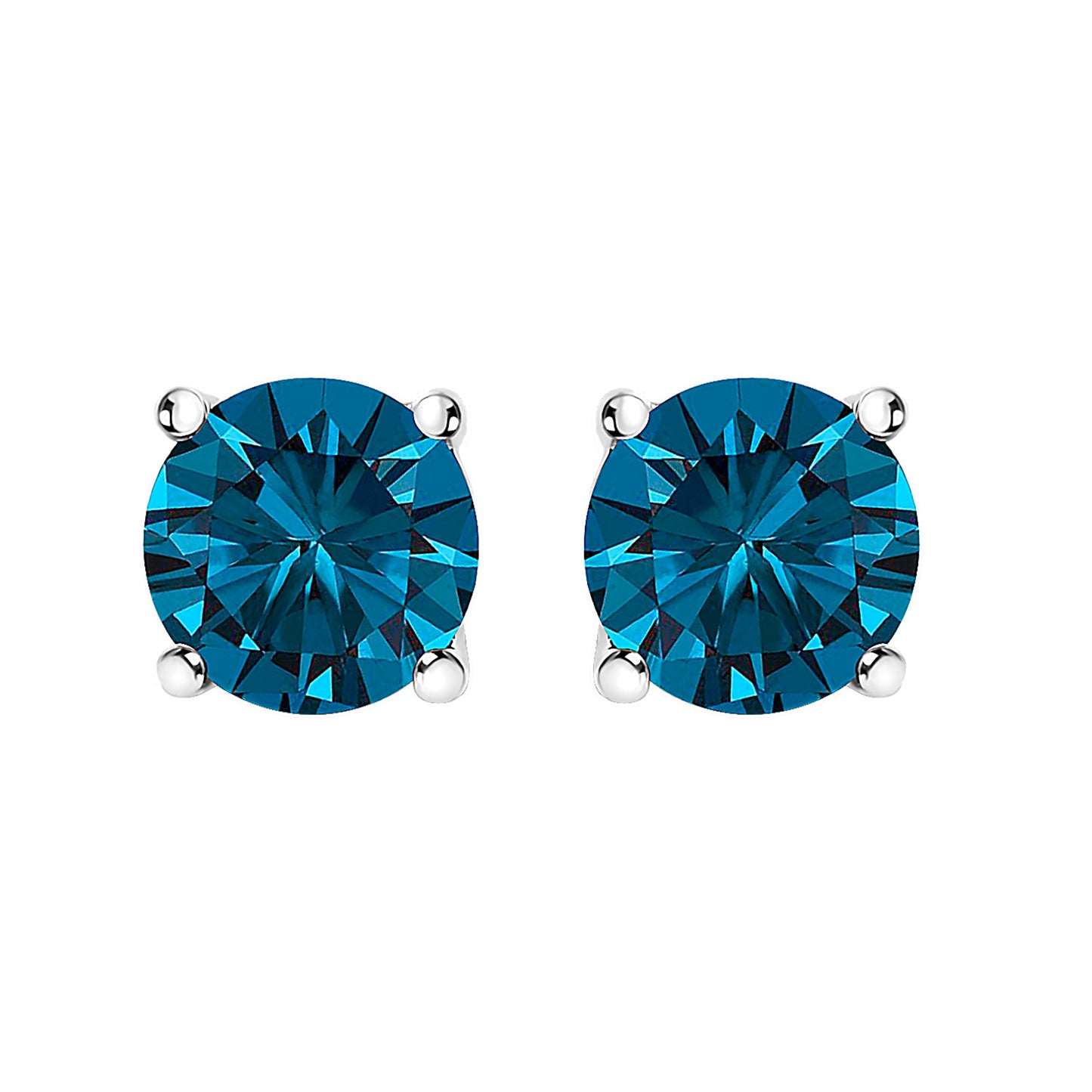 Boucles d'oreilles en diamant bleu cultivé en laboratoire en or blanc 14K