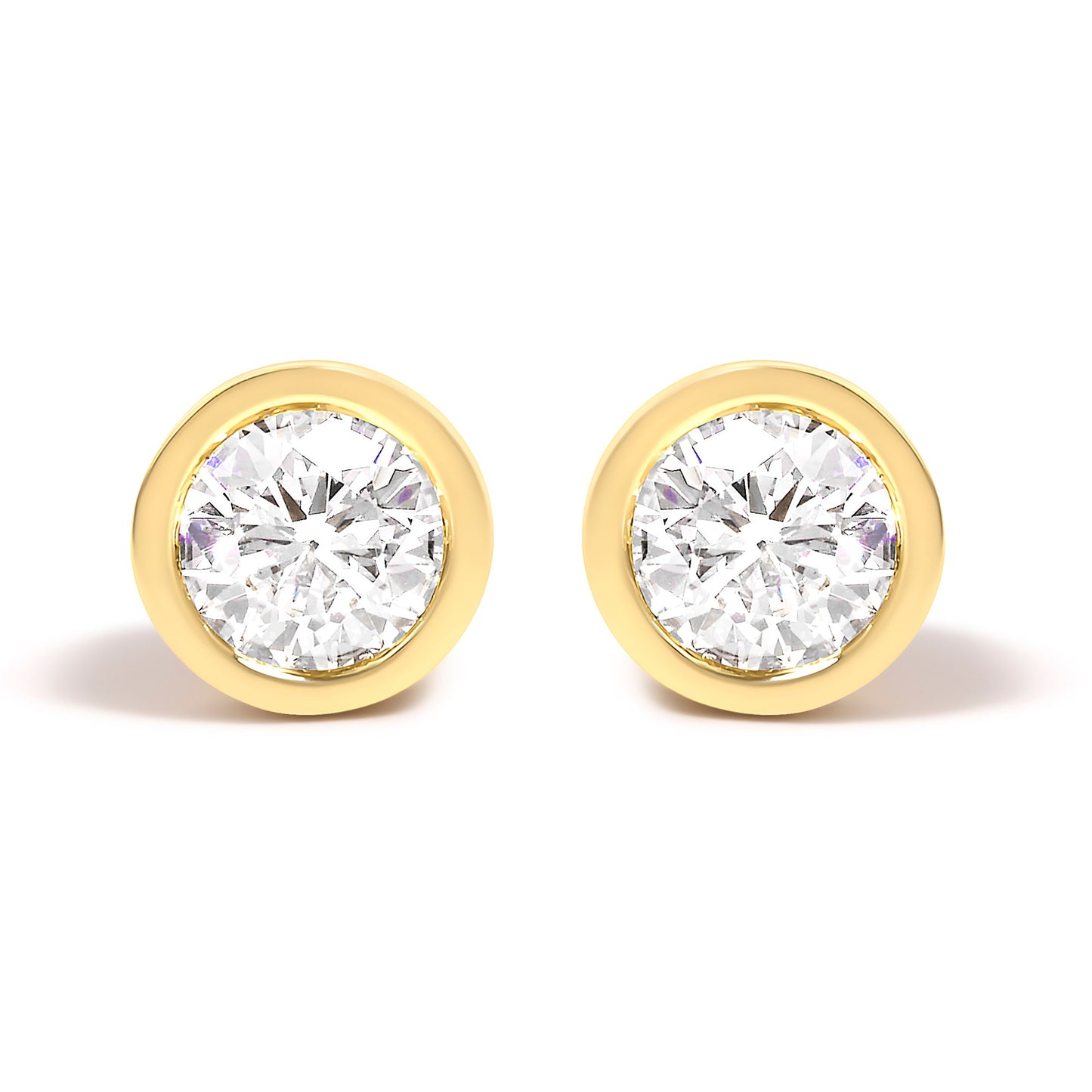 14K White Gold Lab Grown Diamond Bezel Solitaire Stud Earrings