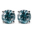 Pendientes de Stud Solitario de Diamante Azul Creado en Laboratorio en Oro Blanco de 14K