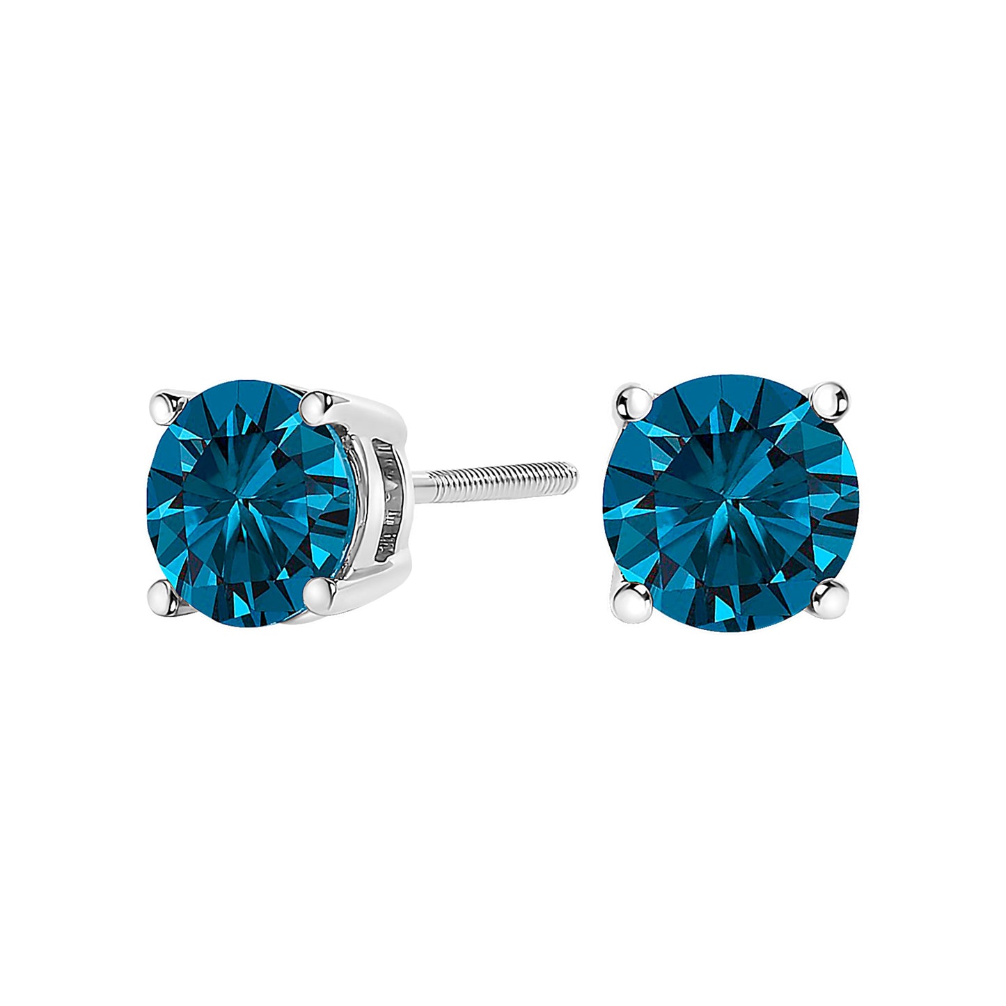 Boucles d'oreilles en diamant bleu cultivé en laboratoire en or blanc 14K