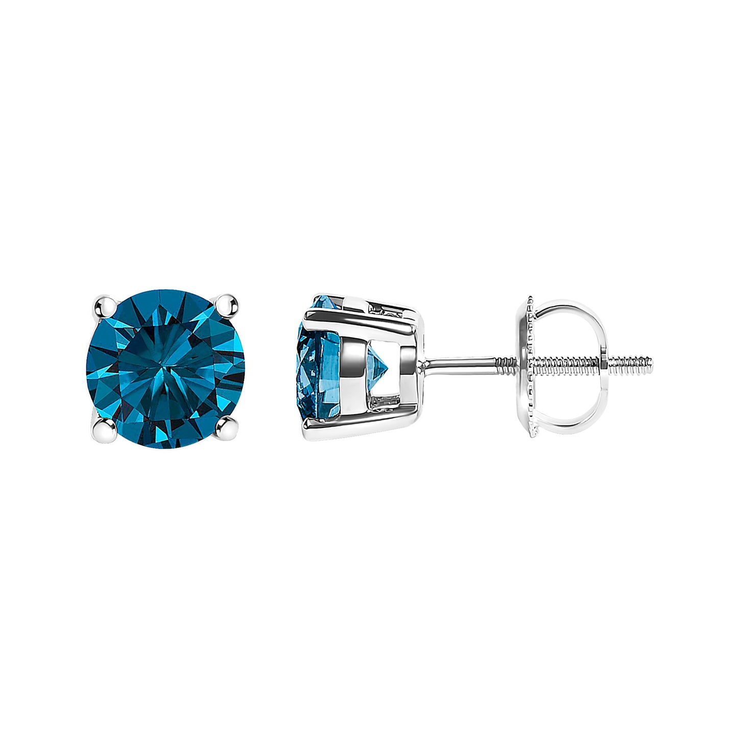 Boucles d'oreilles en diamant bleu cultivé en laboratoire en or blanc 14K
