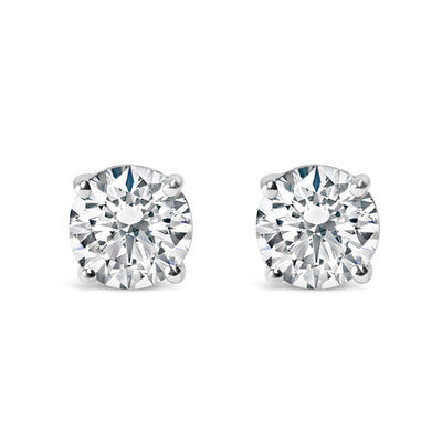 Pendientes de diamantes de 1.0 Cttw en oro blanco de 14K certificados por AGS