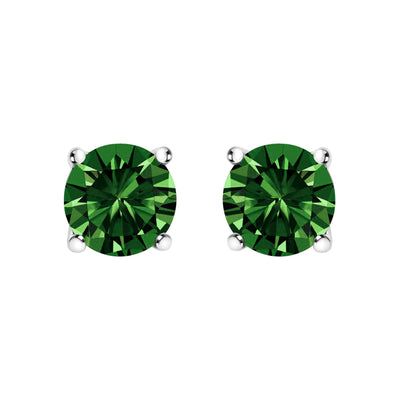 Pendientes de Stud Solitario de Diamante Verde Creado en Laboratorio en Oro Blanco de 14K