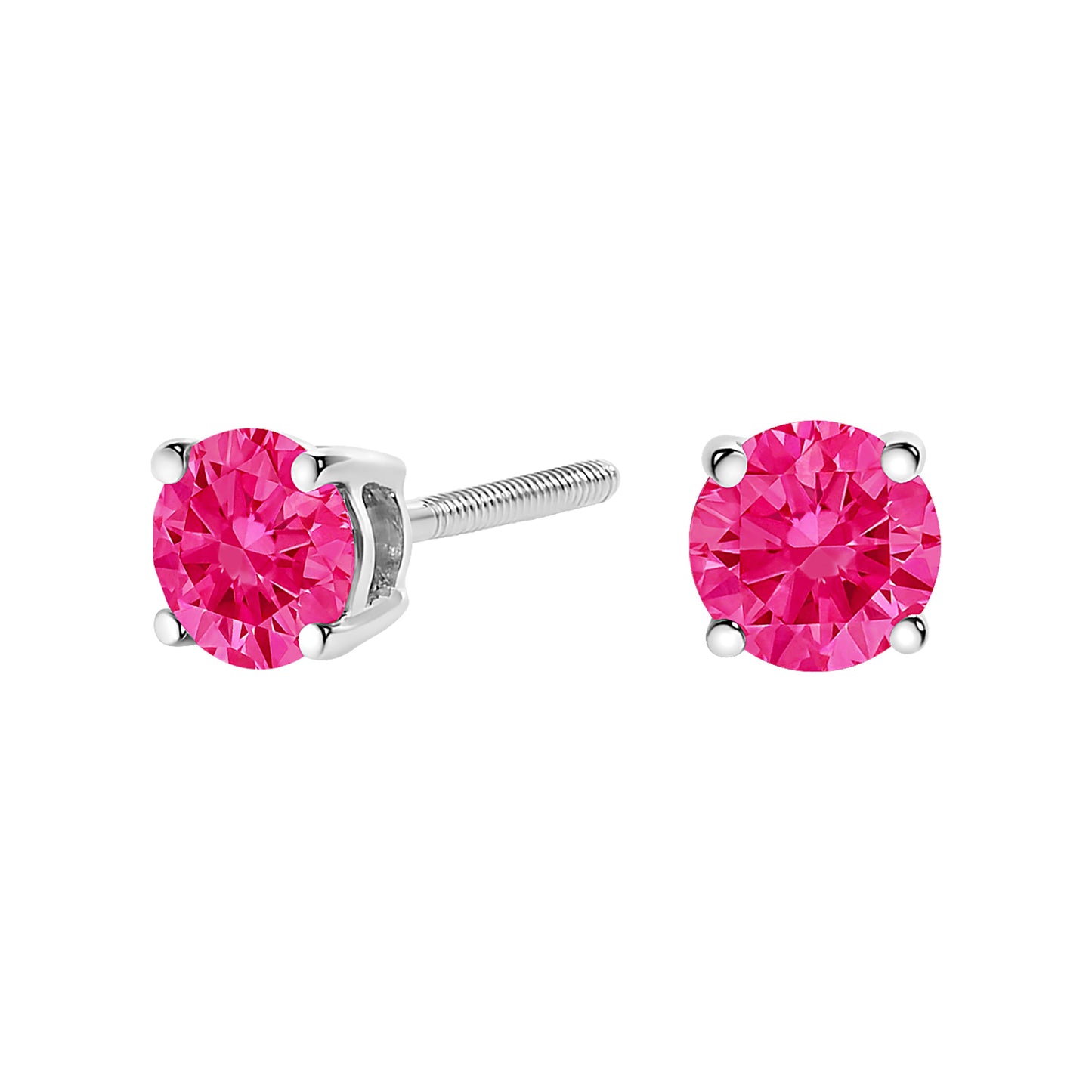 Pendientes de Stud de Diamante Rosa Creado en Laboratorio de Oro Blanco de 10K