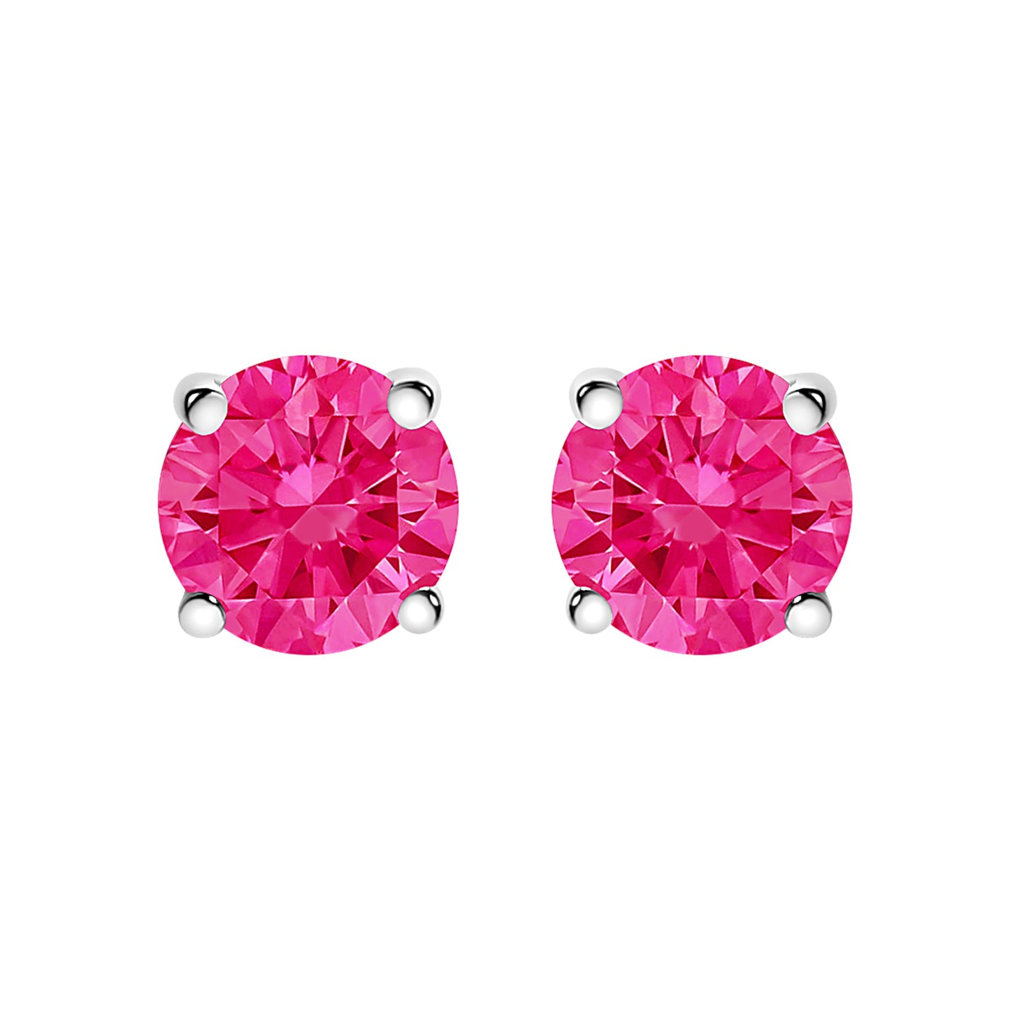 Pendientes de Stud de Diamante Rosa Creado en Laboratorio de Oro Blanco de 10K