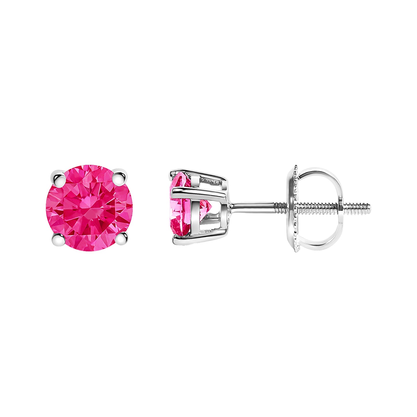 Pendientes de Stud de Diamante Rosa Creado en Laboratorio de Oro Blanco de 10K