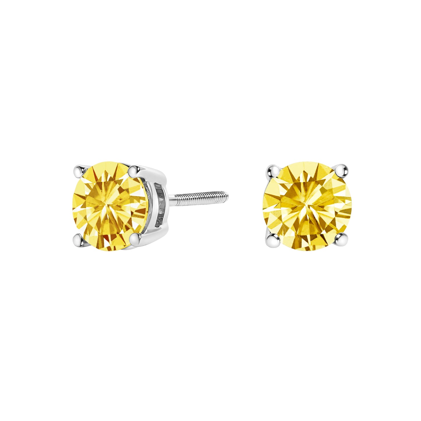 Boucles d'oreilles en diamant jaune lab-grown en or blanc 14K
