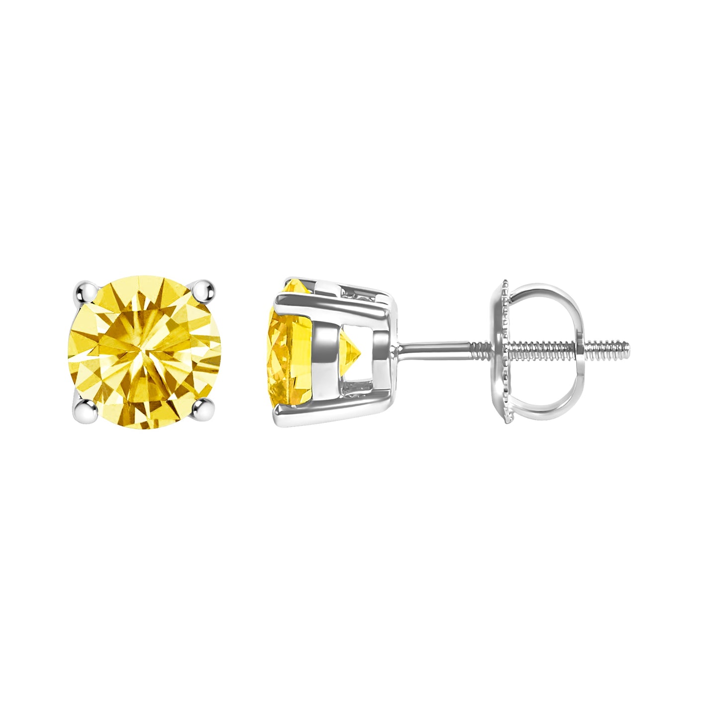 Boucles d'oreilles en diamant jaune lab-grown en or blanc 14K