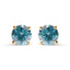 14K Yellow Gold Aqua Blue Diamond Solitaire Stud Earrings