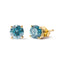14K Yellow Gold Aqua Blue Diamond Solitaire Stud Earrings