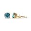 14K Yellow Gold Aqua Blue Diamond Solitaire Stud Earrings