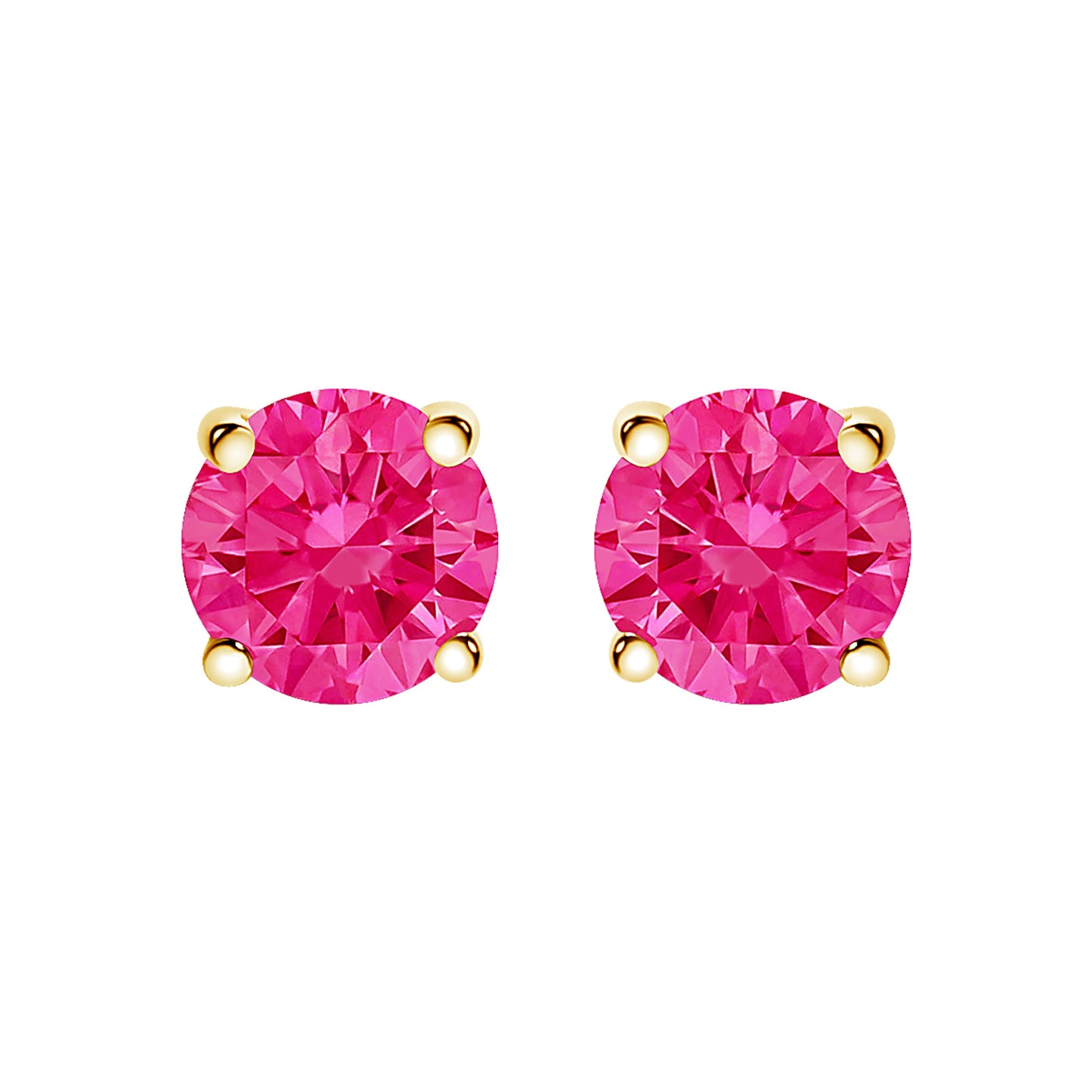 Boucles d'oreilles solitaires en diamant rose cultivé en laboratoire en or jaune 14K