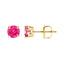 Boucles d'oreilles solitaires en diamant rose cultivé en laboratoire en or jaune 14K