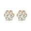 Pendientes de Stud de Diamante en Clúster Floral de Oro Amarillo de 14K
