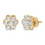 Pendientes de Stud de Diamante en Clúster Floral de Oro Amarillo de 14K
