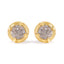 Boucles d'oreilles clous en argent sterling plaqué or jaune 14K avec diamant solitaire