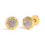 Boucles d'oreilles clous en argent sterling plaqué or jaune 14K avec diamant solitaire