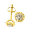 Boucles d'oreilles clous en argent sterling plaqué or jaune 14K avec diamant solitaire