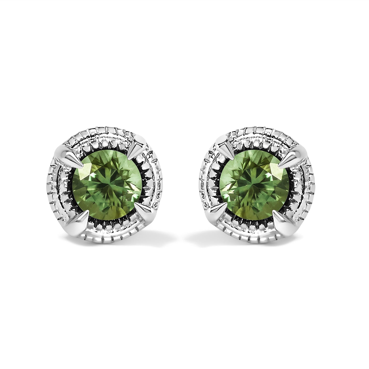 Pendientes de Stud Solitario de Diamante Negro en Plata de Ley .925