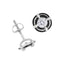 Pendientes de Stud con Halo de Diamantes en Plata Esterlina Baño de Rodio Negro
