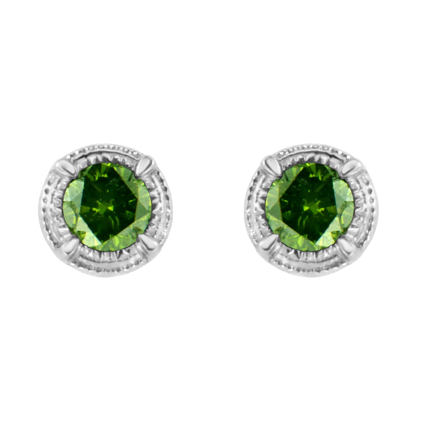 Pendientes de Stud Solitario de Diamante Negro en Plata de Ley .925
