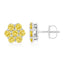 Boucles d'oreilles florales en argent sterling .925 avec diamants jaunes traités