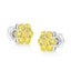Boucles d'oreilles florales en argent sterling .925 avec diamants jaunes traités