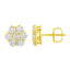 Pendientes de Flor de Diamante de Oro Amarillo de 14K - 1.0 Cttw