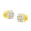 Pendientes de Flor de Diamante de Oro Amarillo de 14K - 1.0 Cttw