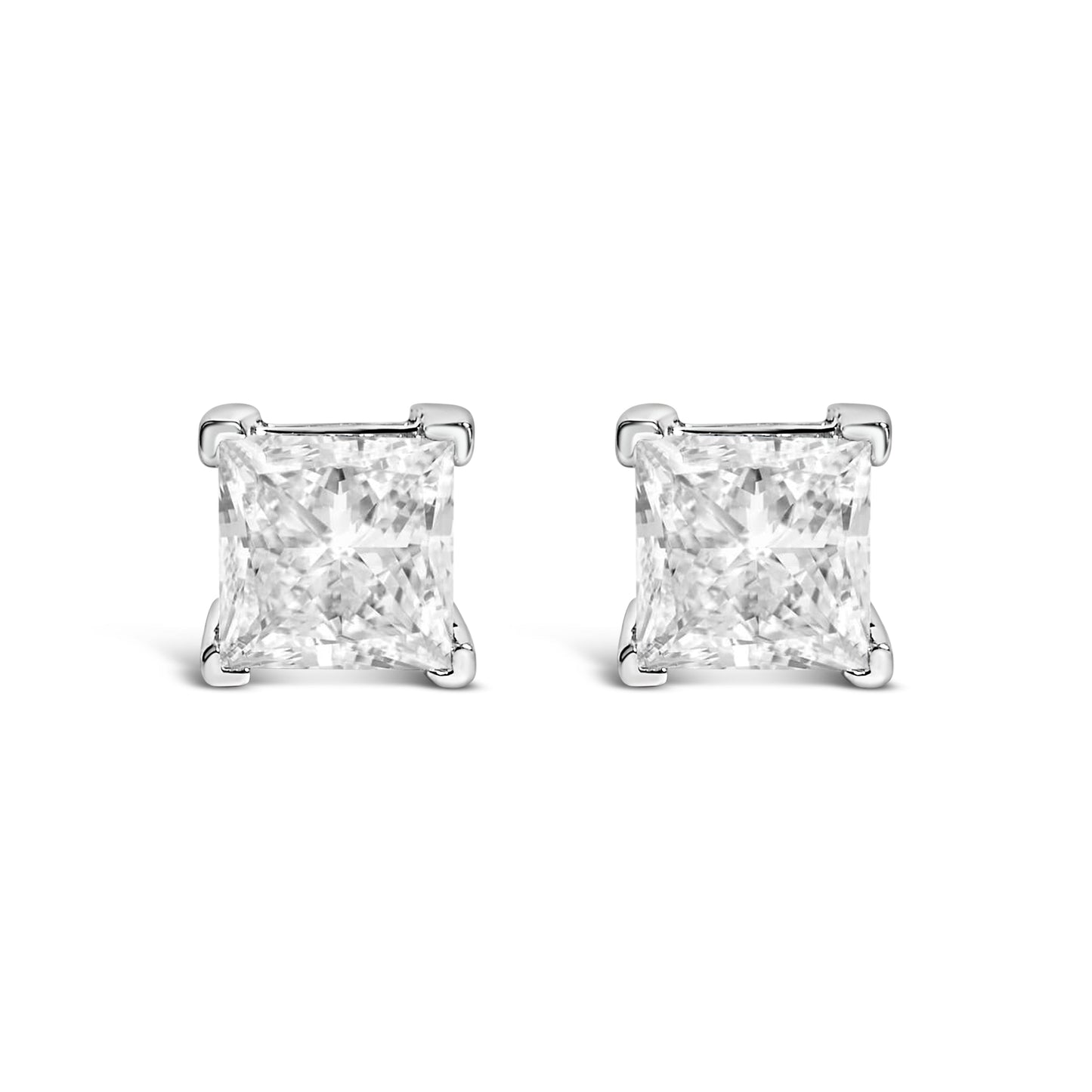 Pendientes de Stud Solitario de Diamante Creado en Laboratorio de Oro Blanco de 14K