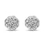 Pendientes de Stud de Halo Floral con Diamantes en Clúster de Plata Esterlina .925