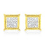 Pendientes de diamantes en corte princesa de oro amarillo de 14 quilates